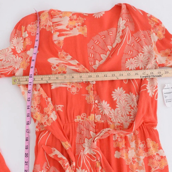 Free People Mixed Print Twist Orange Floral Boho  Maxi Dress XS - Picture 5 of 16